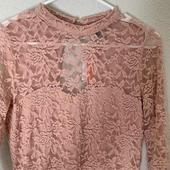 NWT Fitted Fire Los Angeles Lacy Pink Dress Size L - Picture 4 of 8